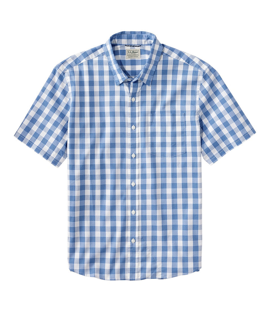 Short-Sleeve Men's Comfort Stretch Performance® Shirt Plaid Slightly Fitted Untucked Fit