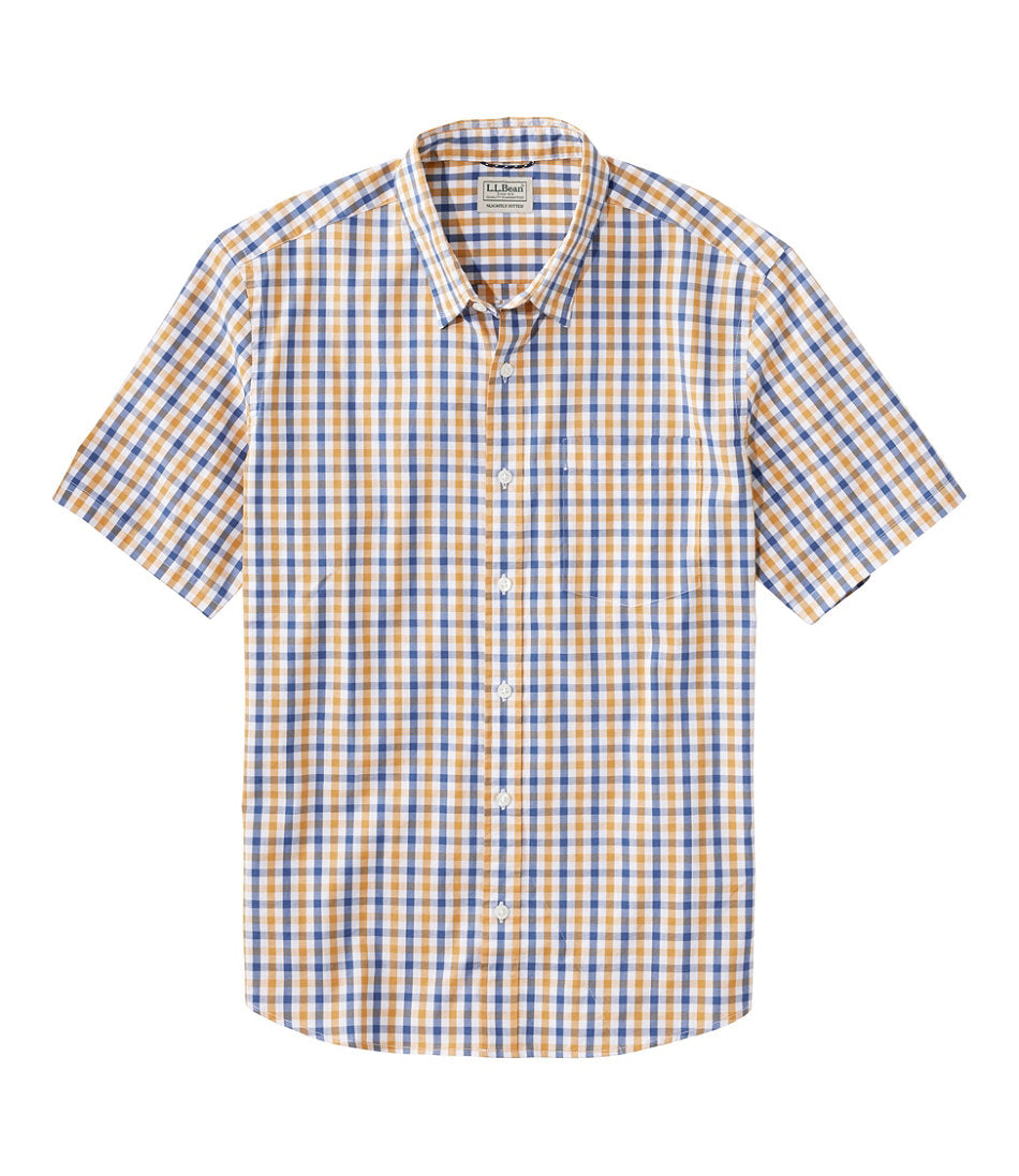 Short-Sleeve Men's Comfort Stretch Performance® Shirt Plaid Slightly Fitted Untucked Fit