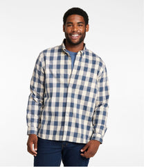 Men's Comfort Stretch® Chambray Shirt Slightly Fitted Untucked Fit Long-Sleeve Plaid