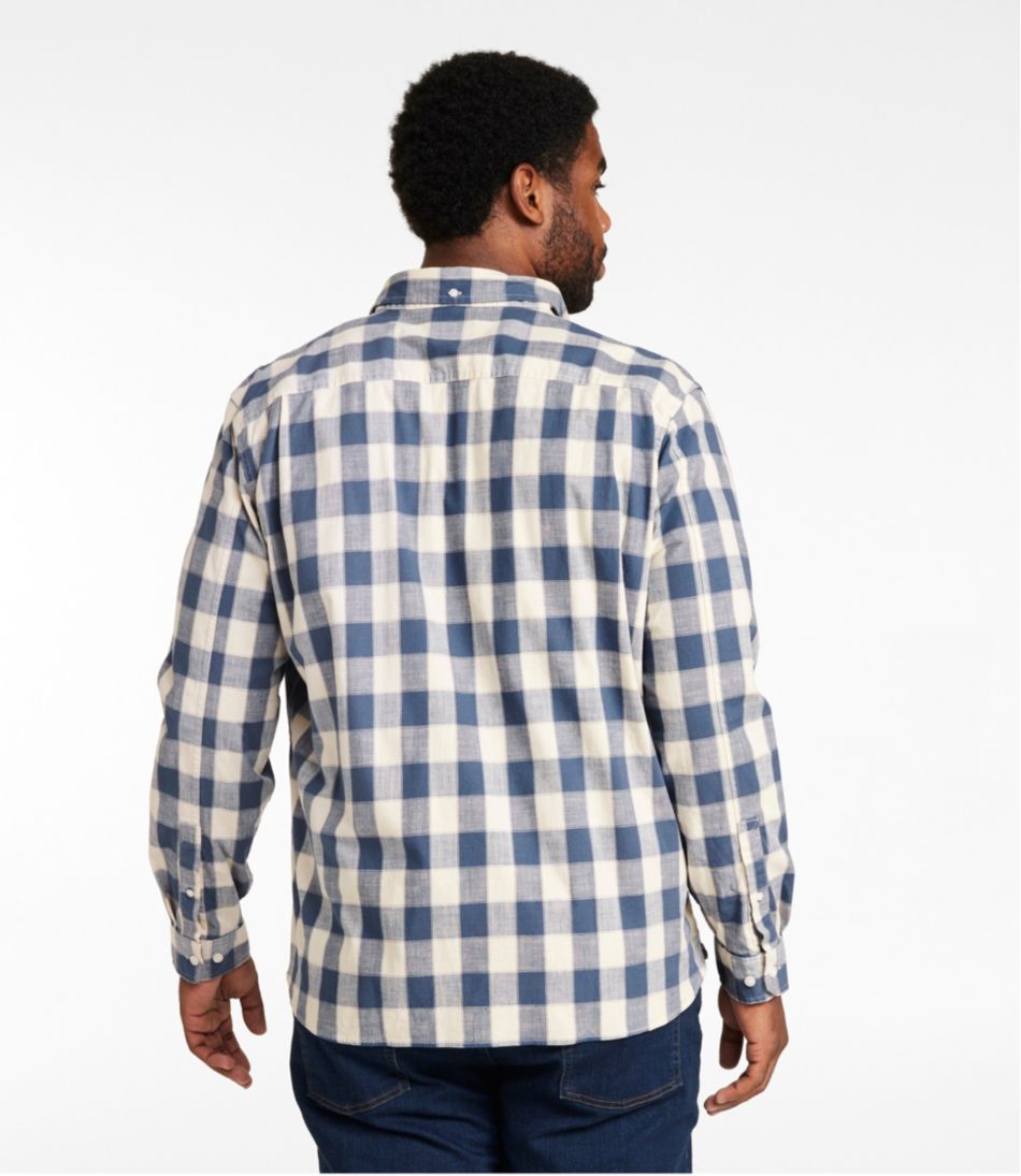 Men's Comfort Stretch® Chambray Shirt Slightly Fitted Untucked Fit Long-Sleeve Plaid