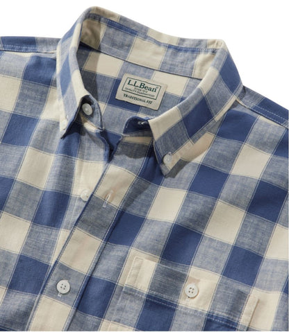 Men's Comfort Stretch® Chambray Shirt, Long-Sleeve, Slightly Fitted Untucked Fit, Plaid