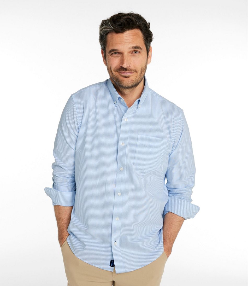 Men's Comfort Stretch Oxford Shirt Stripe Traditional Untucked Fit