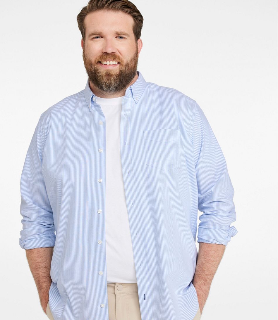 Men's Comfort Stretch Oxford Shirt Stripe Traditional Untucked Fit