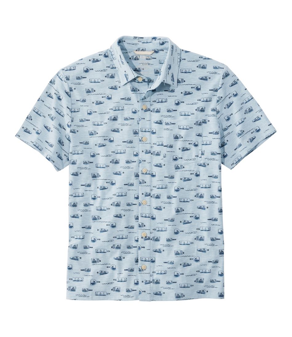 Button-Front Shirt Men's Lakewashed Performance Shirts Short-Sleeve Print
