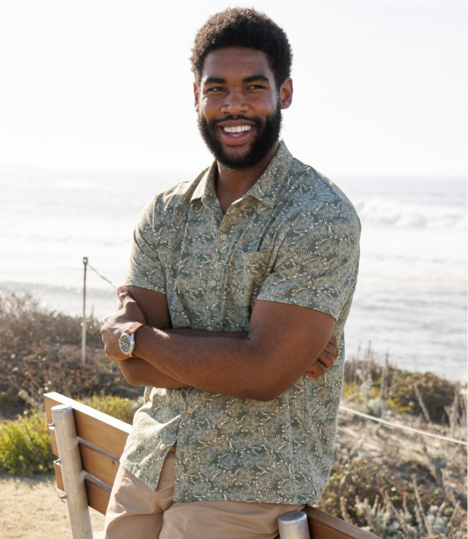 Button-Front Shirt Men's Lakewashed Performance Shirts Short-Sleeve Print