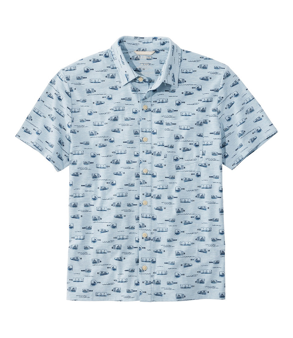 Button-Front Shirt Men's Lakewashed Performance Shirts Short-Sleeve Print