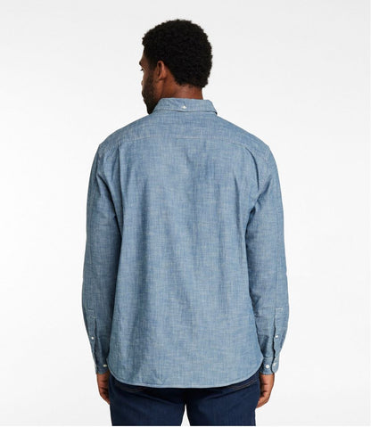 Men's Comfort Stretch® Chambray Shirt, Long-Sleeve, Slightly Fitted Untucked Fit