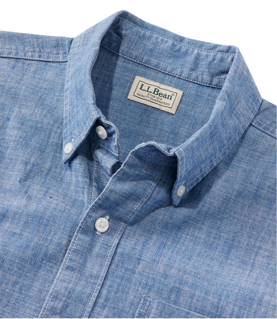 Men's Comfort Stretch® Chambray Shirt Slightly Fitted Untucked Fit Long-Sleeve