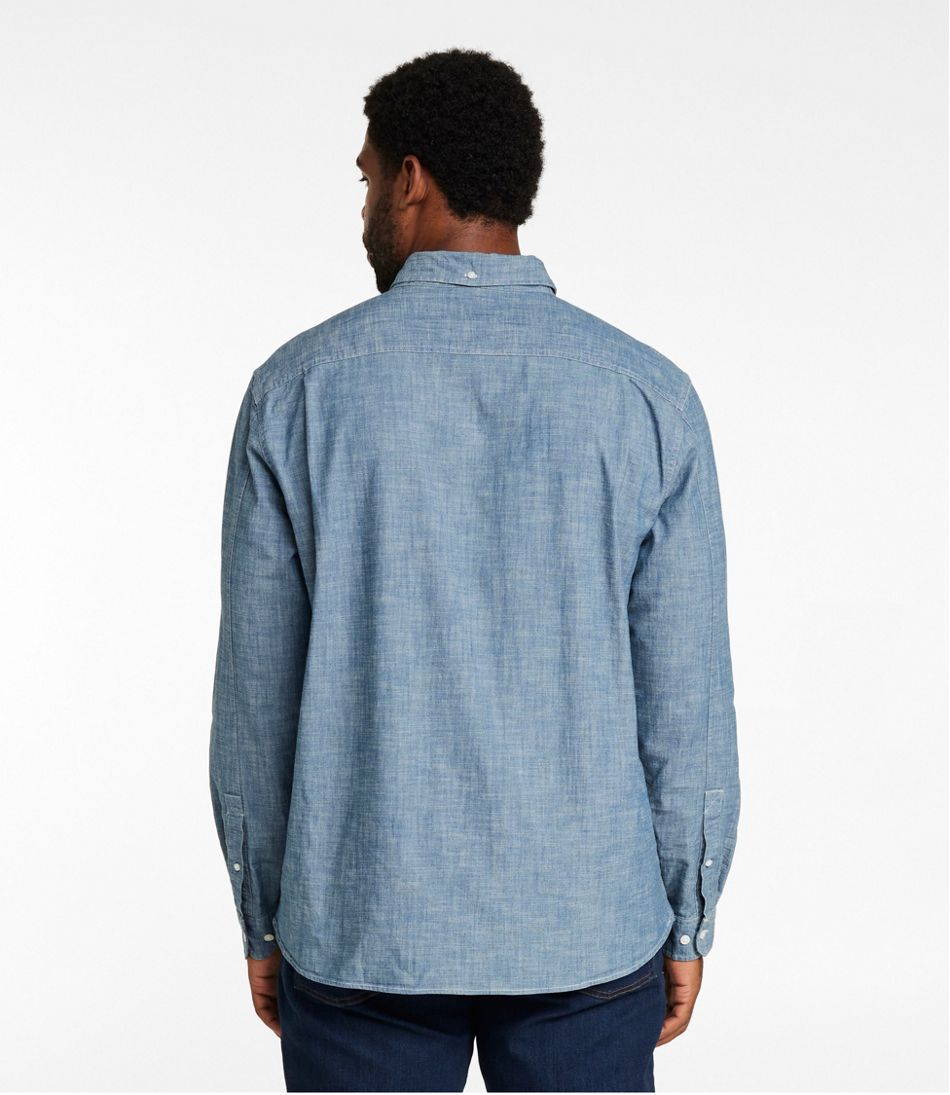 Men's Comfort Stretch® Chambray Shirt Slightly Fitted Untucked Fit Long-Sleeve