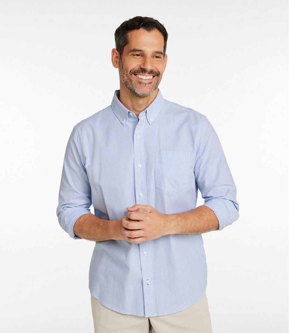 Slightly Fitted Untucked Fit Men's Comfort Stretch Oxford Shirt Stripe