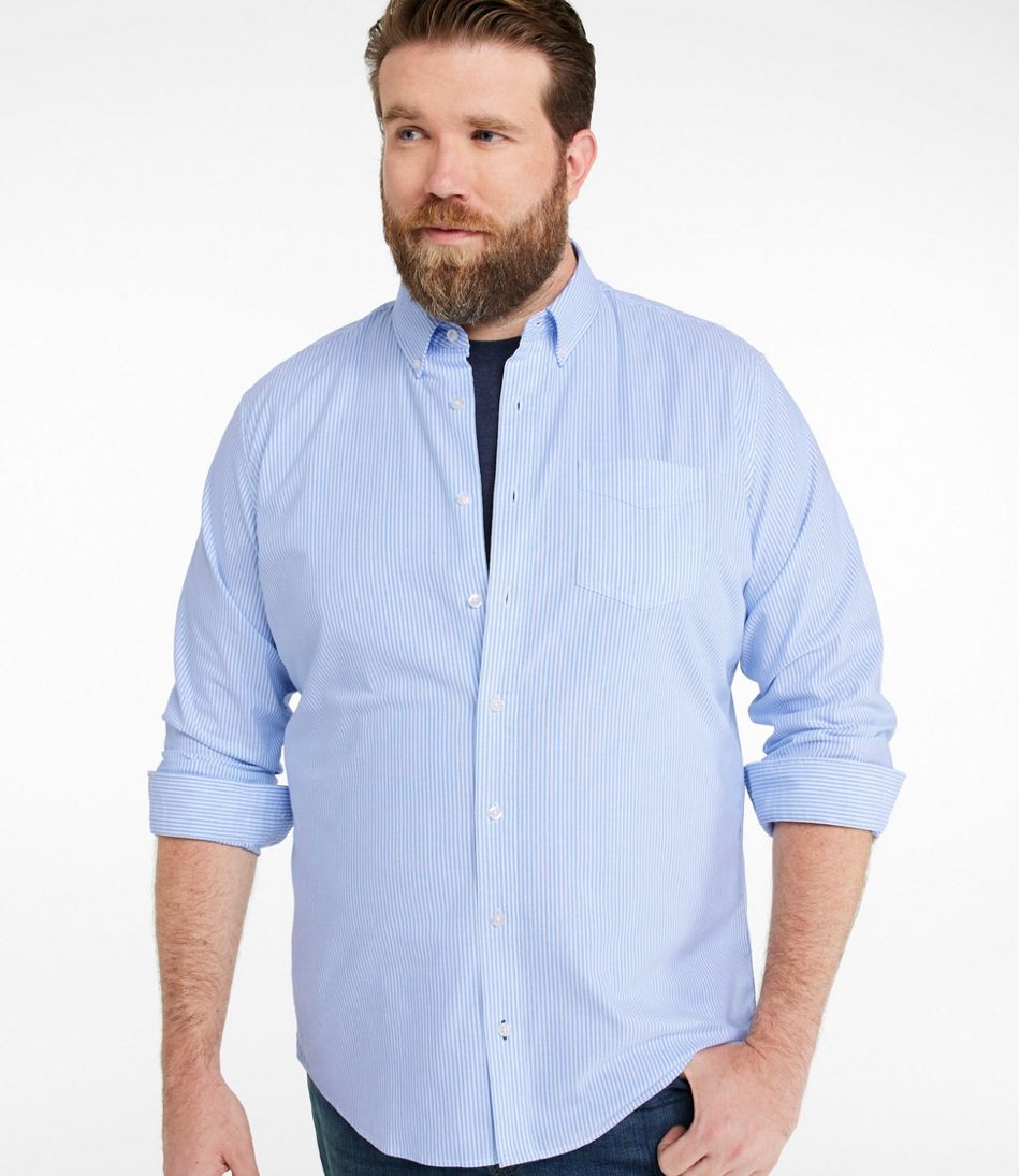 Slightly Fitted Untucked Fit Men's Comfort Stretch Oxford Shirt Stripe