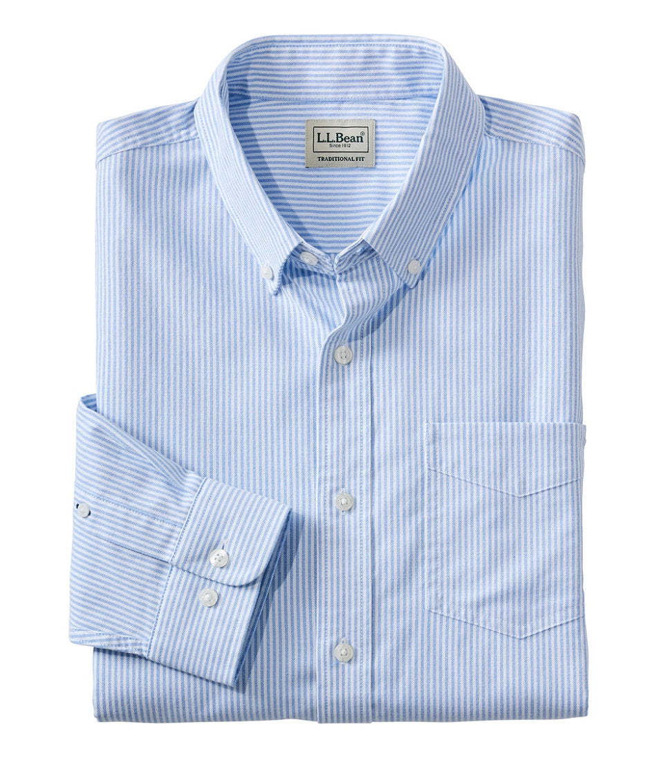 Slightly Fitted Untucked Fit Men's Comfort Stretch Oxford Shirt Stripe