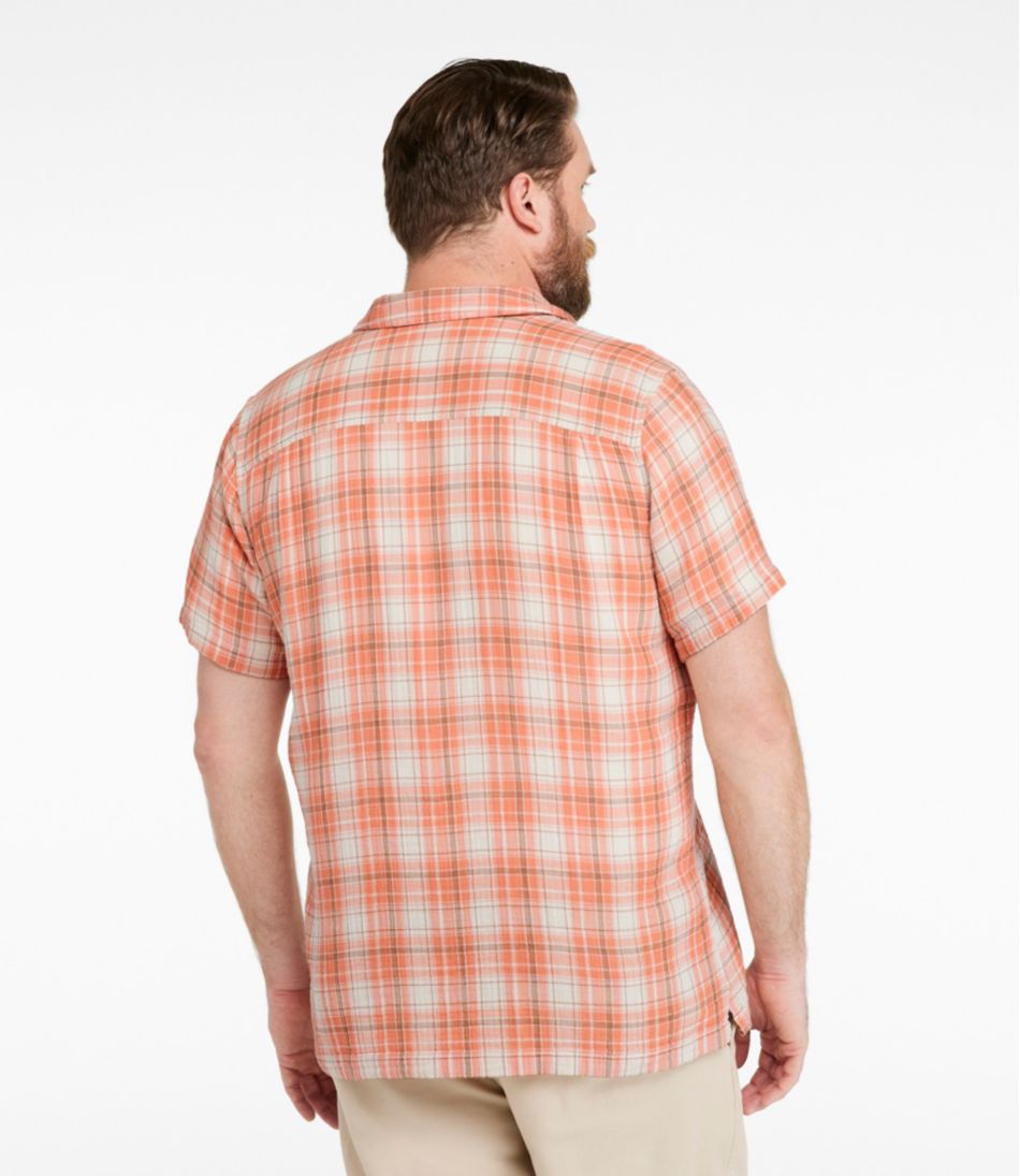 Slightly Fitted Untucked Fit Men's Cloud Gauze Shirt Plaid Short-Sleeve