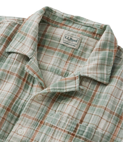 Men's Cloud Gauze Shirt, Short-Sleeve, Slightly Fitted Untucked Fit, Plaid