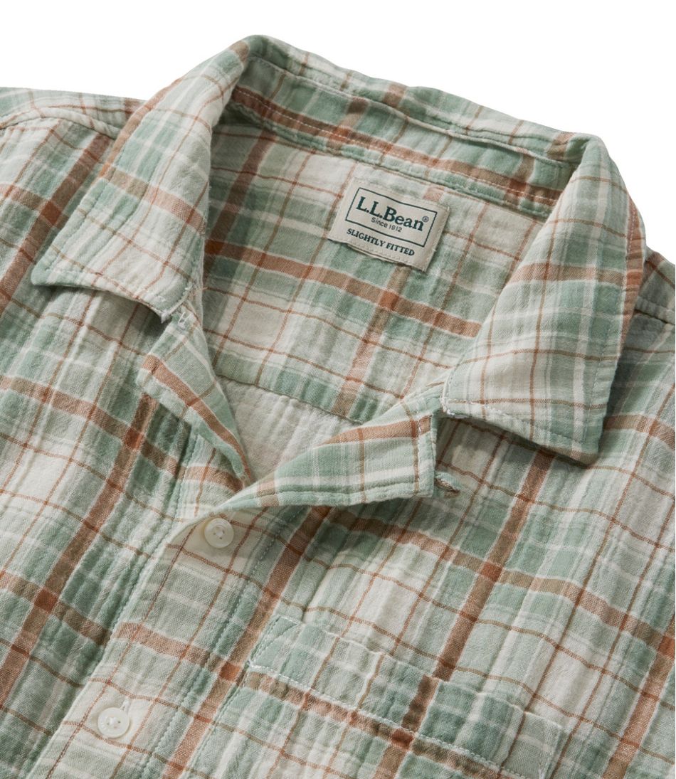 Slightly Fitted Untucked Fit Men's Cloud Gauze Shirt Plaid Short-Sleeve