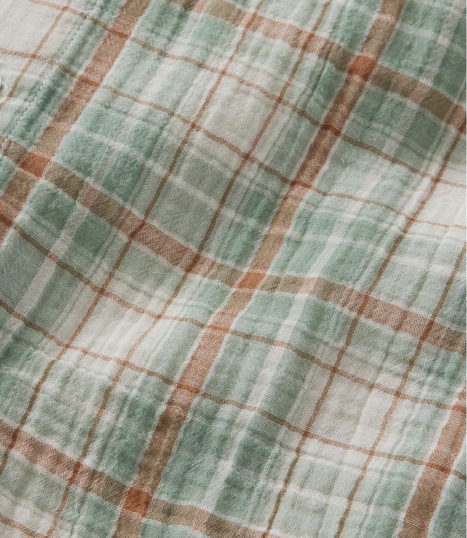 Slightly Fitted Untucked Fit Men's Cloud Gauze Shirt Plaid Short-Sleeve