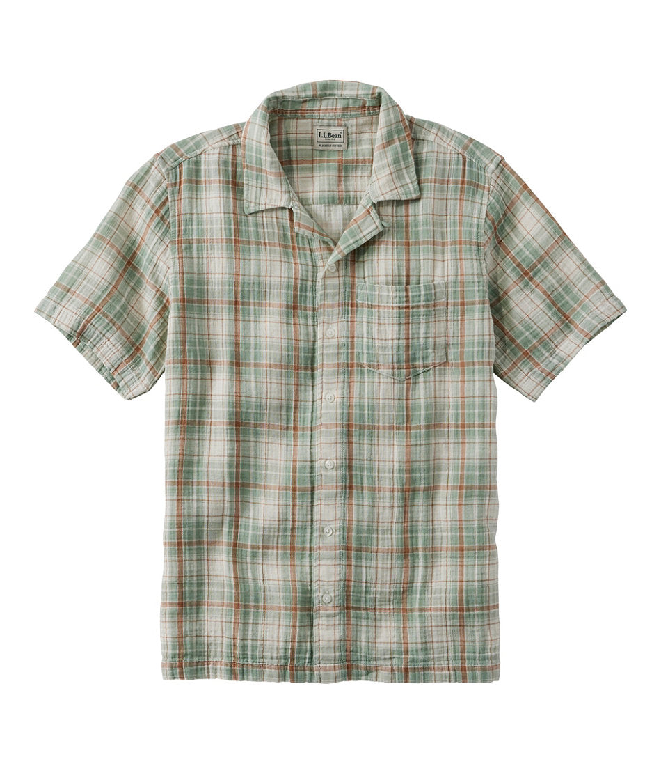 Slightly Fitted Untucked Fit Men's Cloud Gauze Shirt Plaid Short-Sleeve