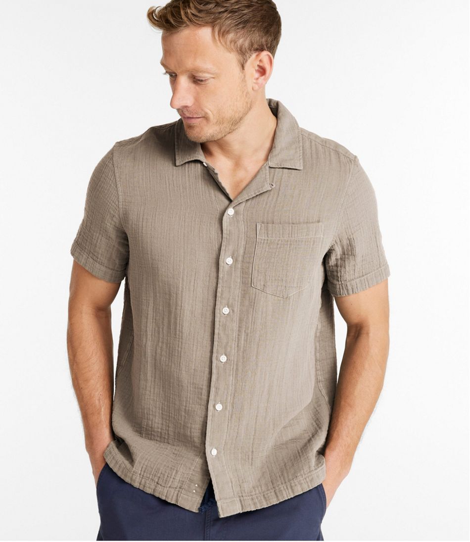 Slightly Fitted Untucked Fit Short-Sleeve Men's Cloud Gauze Shirt