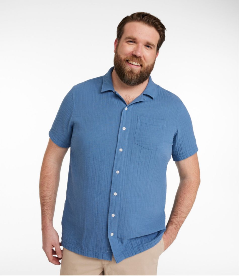 Slightly Fitted Untucked Fit Short-Sleeve Men's Cloud Gauze Shirt
