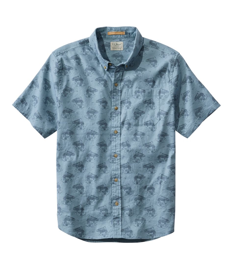 Slightly Fitted Untucked Fit Short-Sleeve Men's Stonecoast Hemp Shirt Print