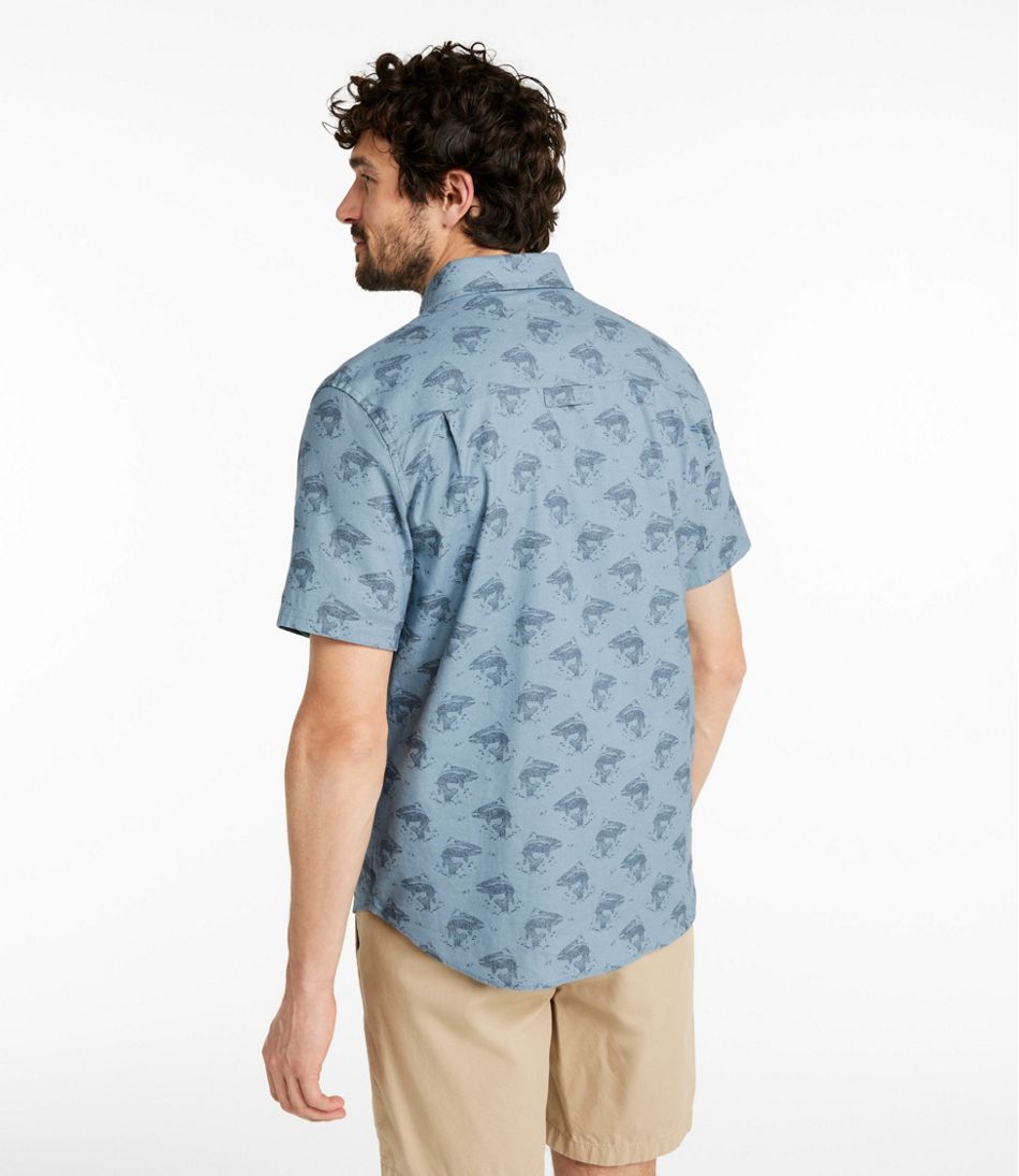 Slightly Fitted Untucked Fit Short-Sleeve Men's Stonecoast Hemp Shirt Print