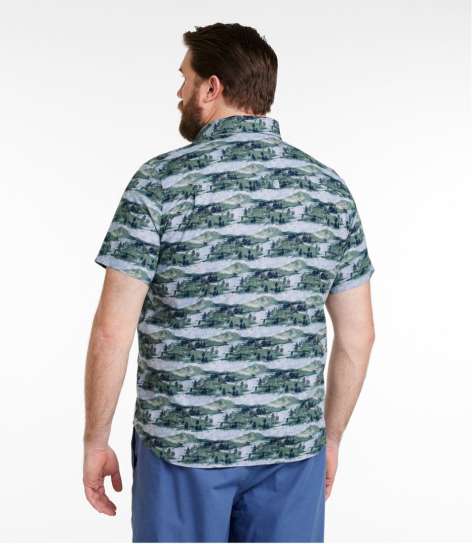 Slightly Fitted Untucked Fit Short-Sleeve Men's Stonecoast Hemp Shirt Print