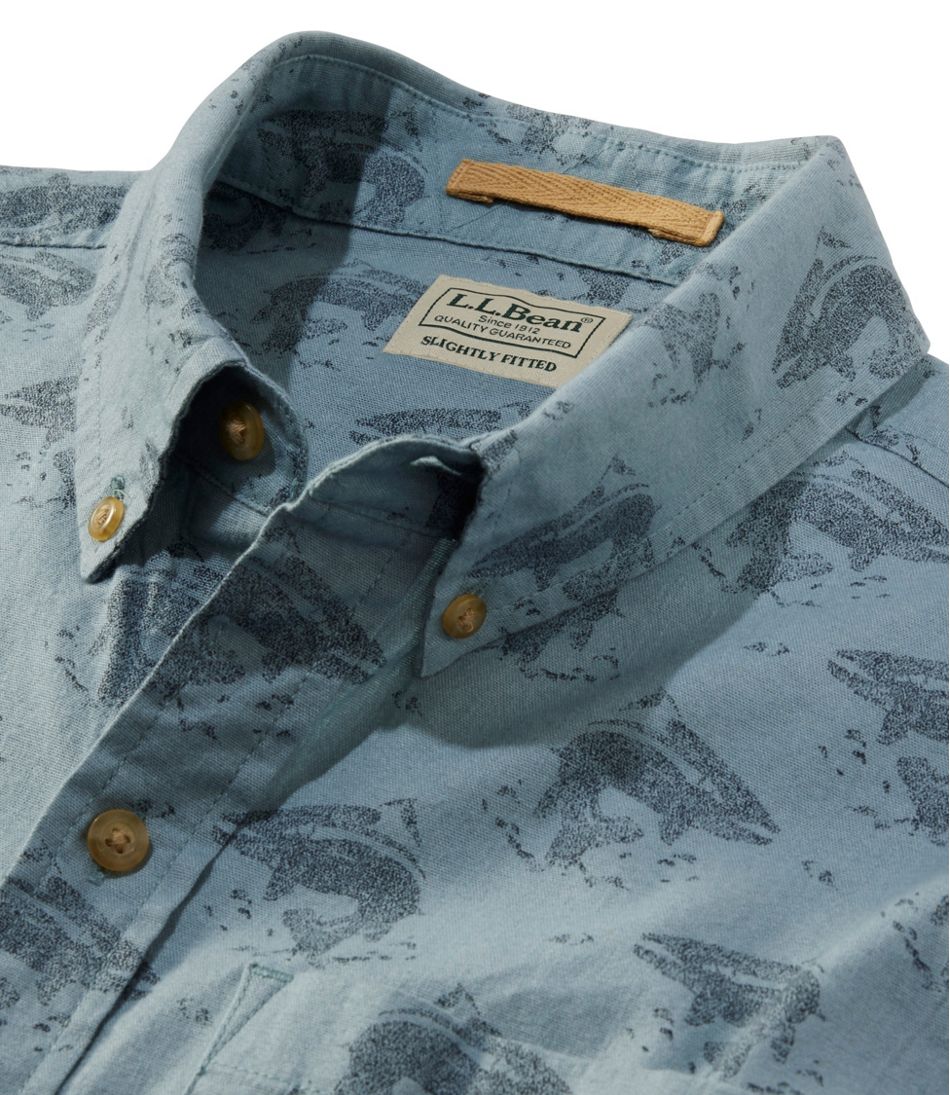 Slightly Fitted Untucked Fit Short-Sleeve Men's Stonecoast Hemp Shirt Print