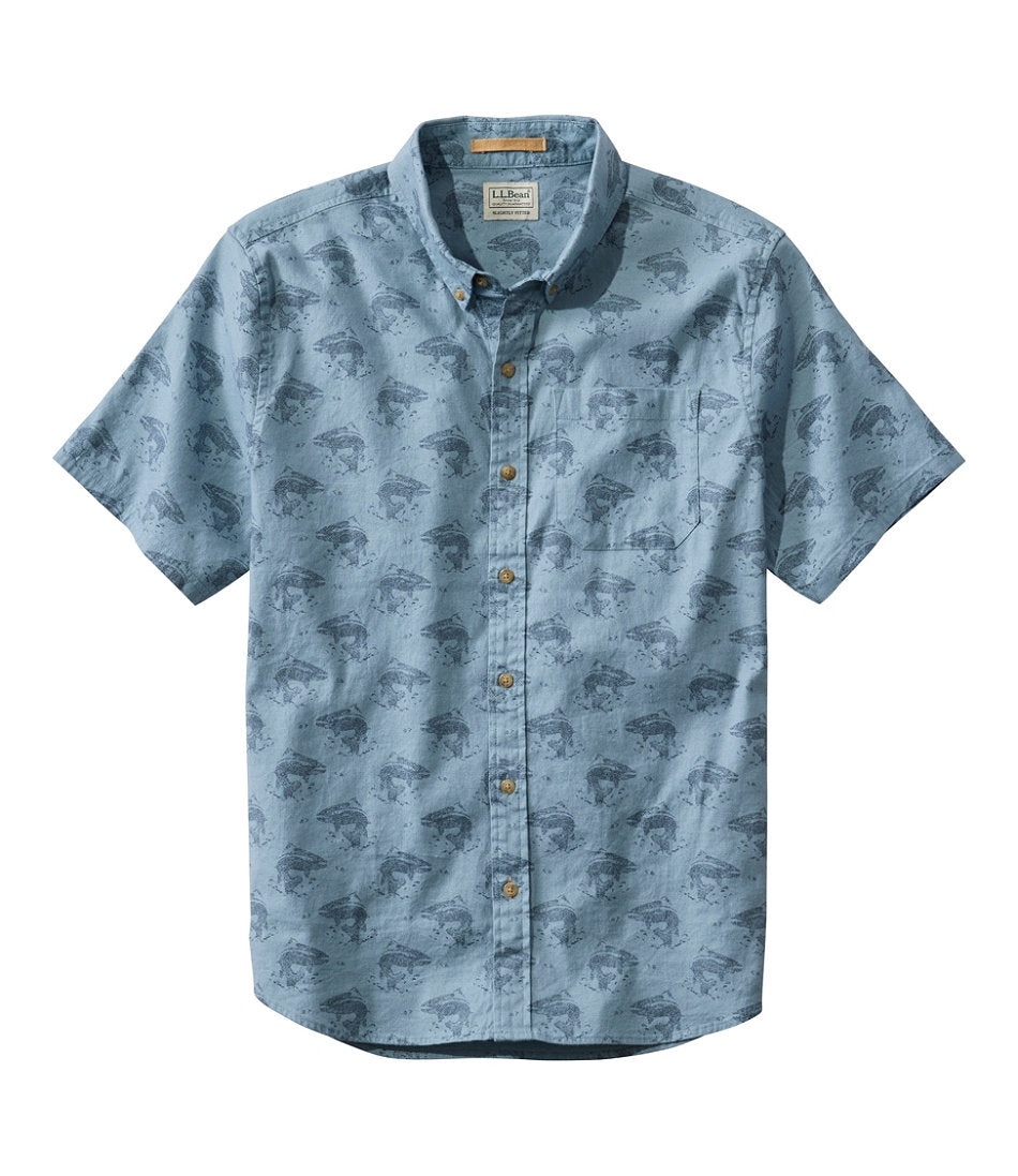 Slightly Fitted Untucked Fit Short-Sleeve Men's Stonecoast Hemp Shirt Print