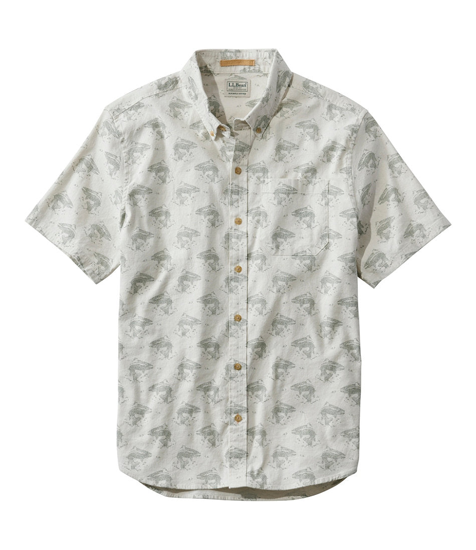Slightly Fitted Untucked Fit Short-Sleeve Men's Stonecoast Hemp Shirt Print