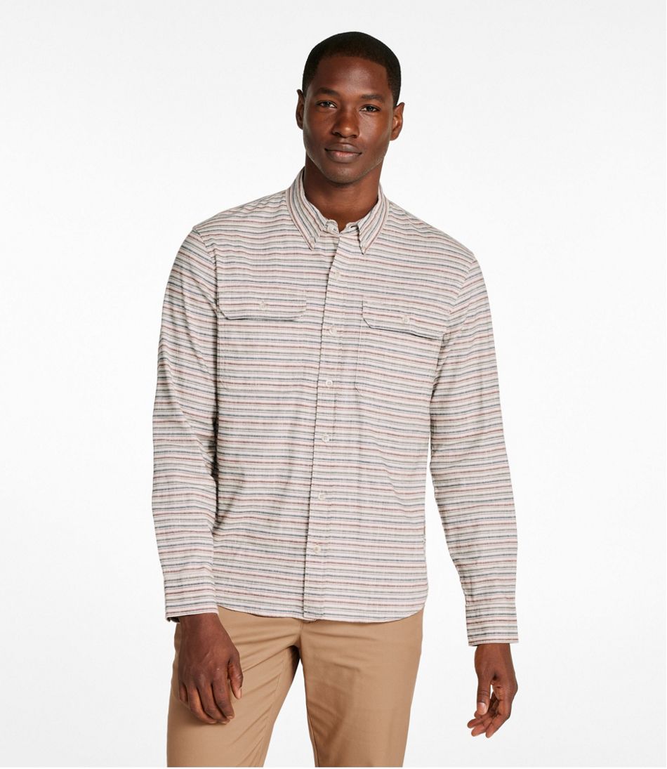 Stripe Men's Stonecoast Hemp Shirt Slightly Fitted Untucked Fit Long-Sleeve