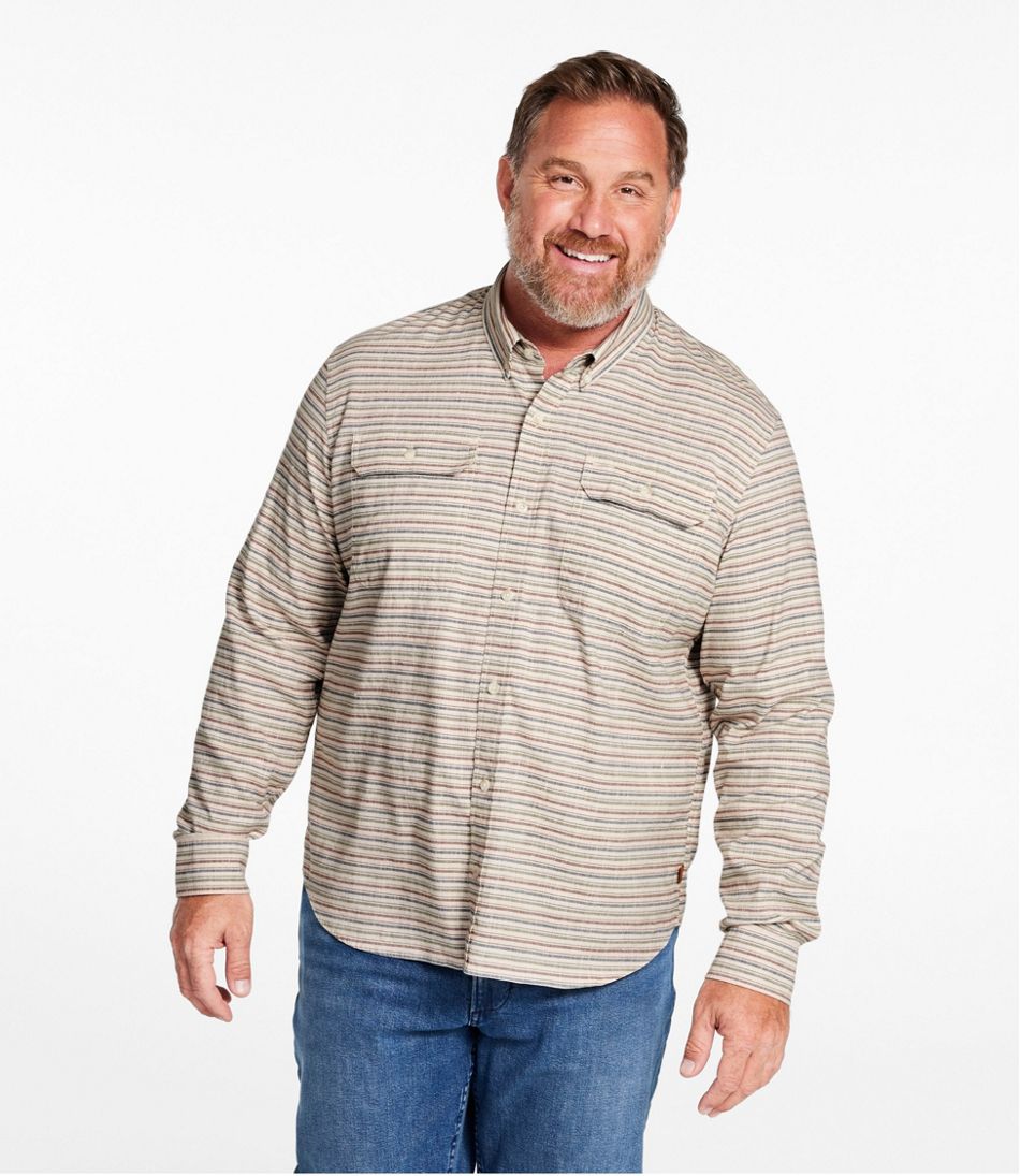 Stripe Men's Stonecoast Hemp Shirt Slightly Fitted Untucked Fit Long-Sleeve