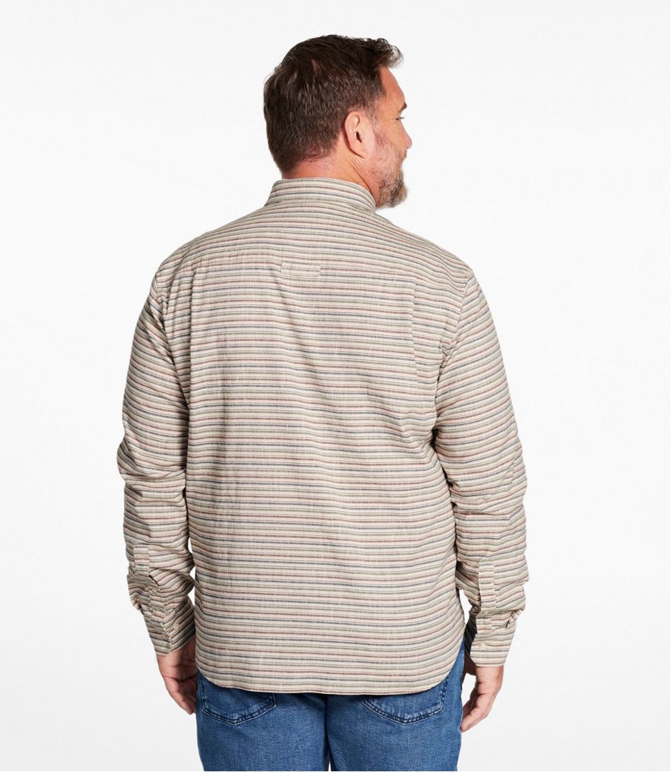 Stripe Men's Stonecoast Hemp Shirt Slightly Fitted Untucked Fit Long-Sleeve