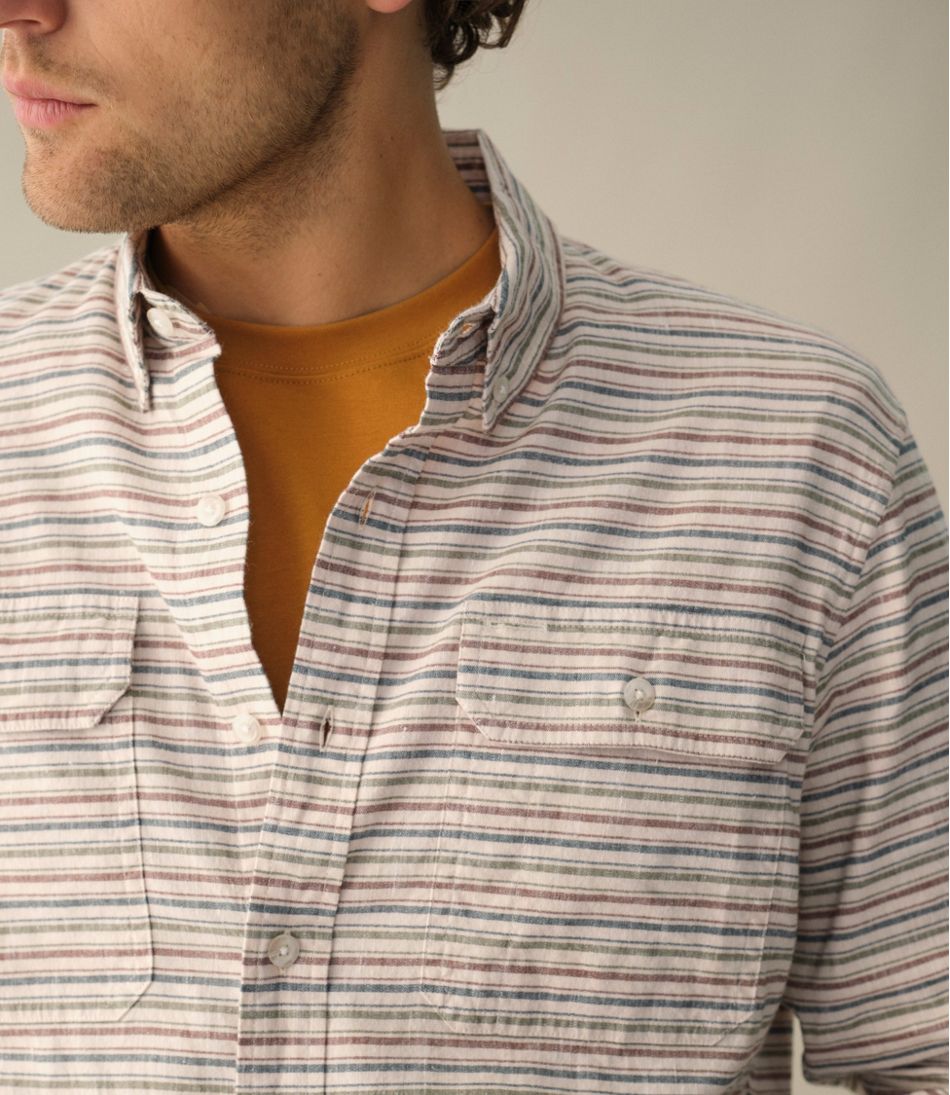 Stripe Men's Stonecoast Hemp Shirt Slightly Fitted Untucked Fit Long-Sleeve