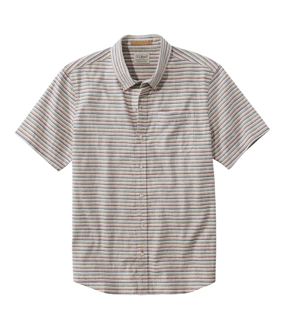 Short-Sleeve Stripe Slightly Fitted Untucked Fit Men's Stonecoast Hemp Shirt