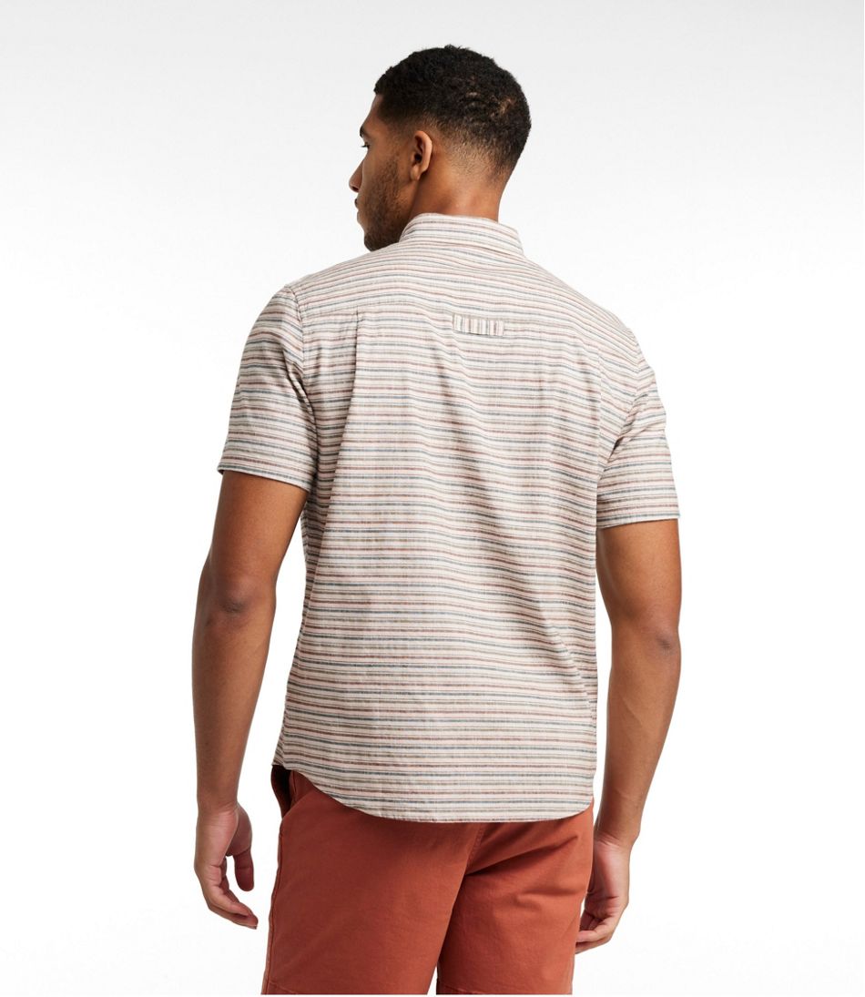 Short-Sleeve Stripe Slightly Fitted Untucked Fit Men's Stonecoast Hemp Shirt