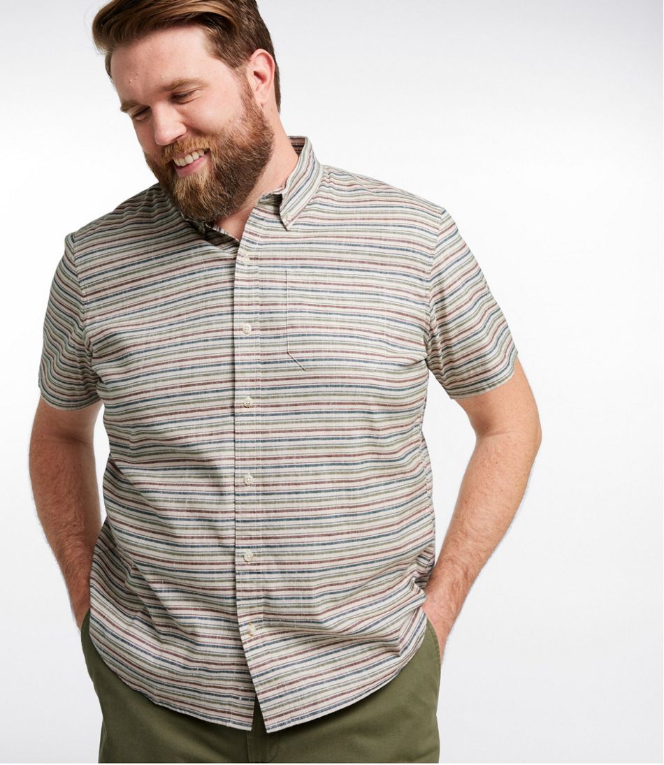 Short-Sleeve Stripe Slightly Fitted Untucked Fit Men's Stonecoast Hemp Shirt