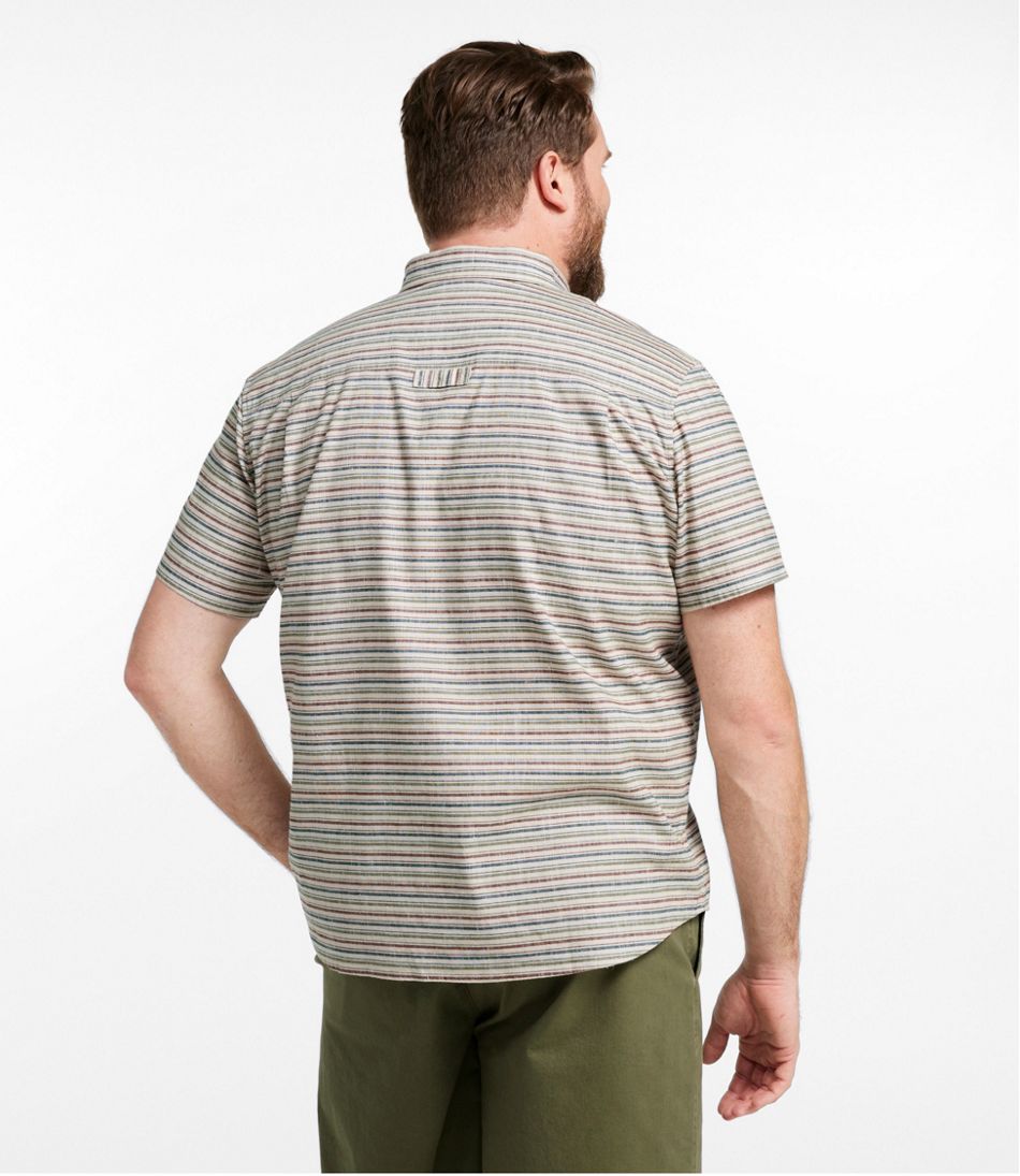 Short-Sleeve Stripe Slightly Fitted Untucked Fit Men's Stonecoast Hemp Shirt
