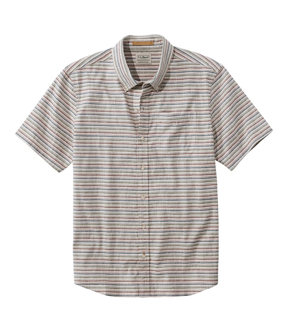 Short-Sleeve Stripe Slightly Fitted Untucked Fit Men's Stonecoast Hemp Shirt