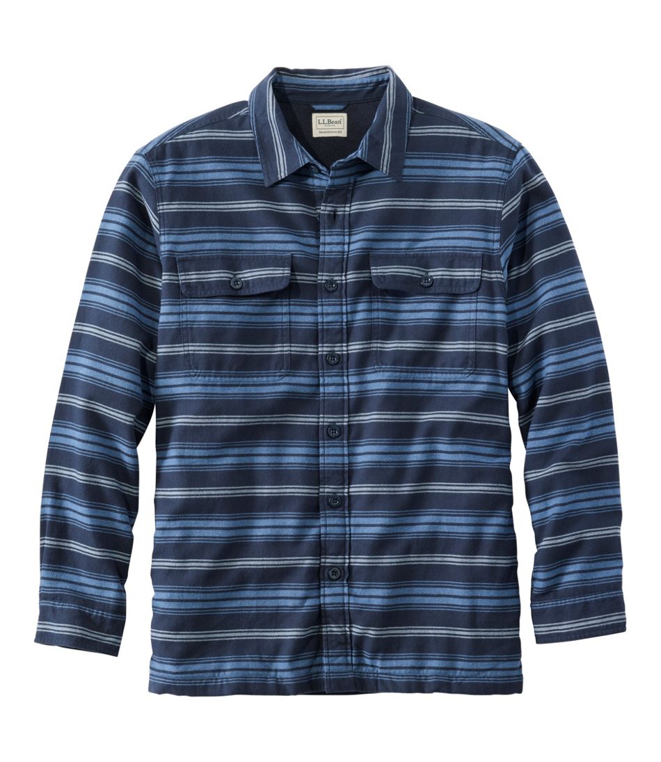 Stripe Traditional Fit Men's Fleece-Lined Flannel Shirt