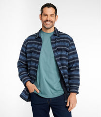 Stripe Traditional Fit Men's Fleece-Lined Flannel Shirt