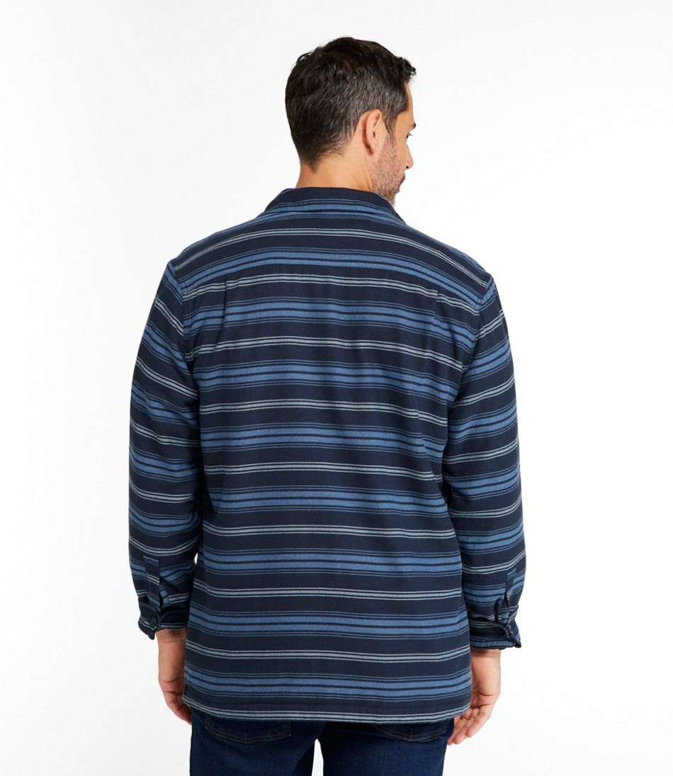Stripe Traditional Fit Men's Fleece-Lined Flannel Shirt