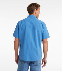 Men's Organic Cotton Seersucker Shirt Plaid Slightly Fitted Short-Sleeve