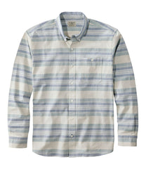 Traditional Untucked Fit Long-Sleeve Stripe Men's Comfort Stretch Chambray Shirt