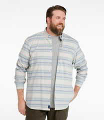 Traditional Untucked Fit Long-Sleeve Stripe Men's Comfort Stretch Chambray Shirt
