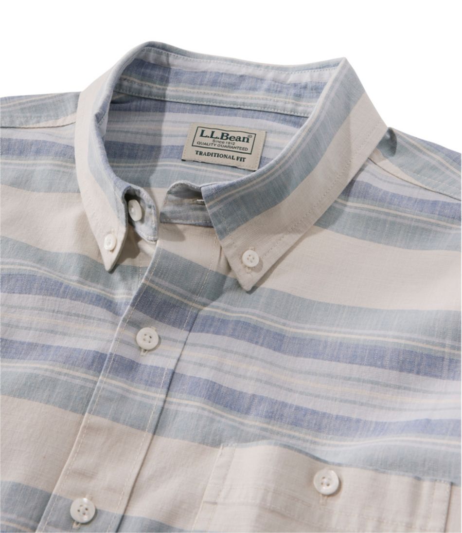 Traditional Untucked Fit Long-Sleeve Stripe Men's Comfort Stretch Chambray Shirt