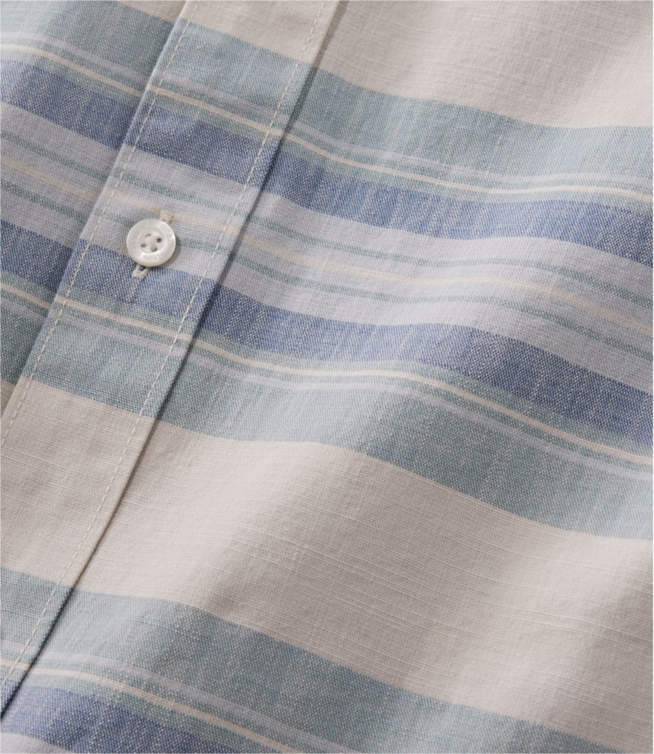 Traditional Untucked Fit Long-Sleeve Stripe Men's Comfort Stretch Chambray Shirt