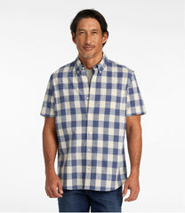 Plaid Slightly Fitted Untucked Fit Men's Comfort Stretch® Chambray Shirt Short-Sleeve