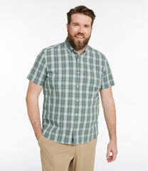Plaid Slightly Fitted Untucked Fit Men's Comfort Stretch® Chambray Shirt Short-Sleeve