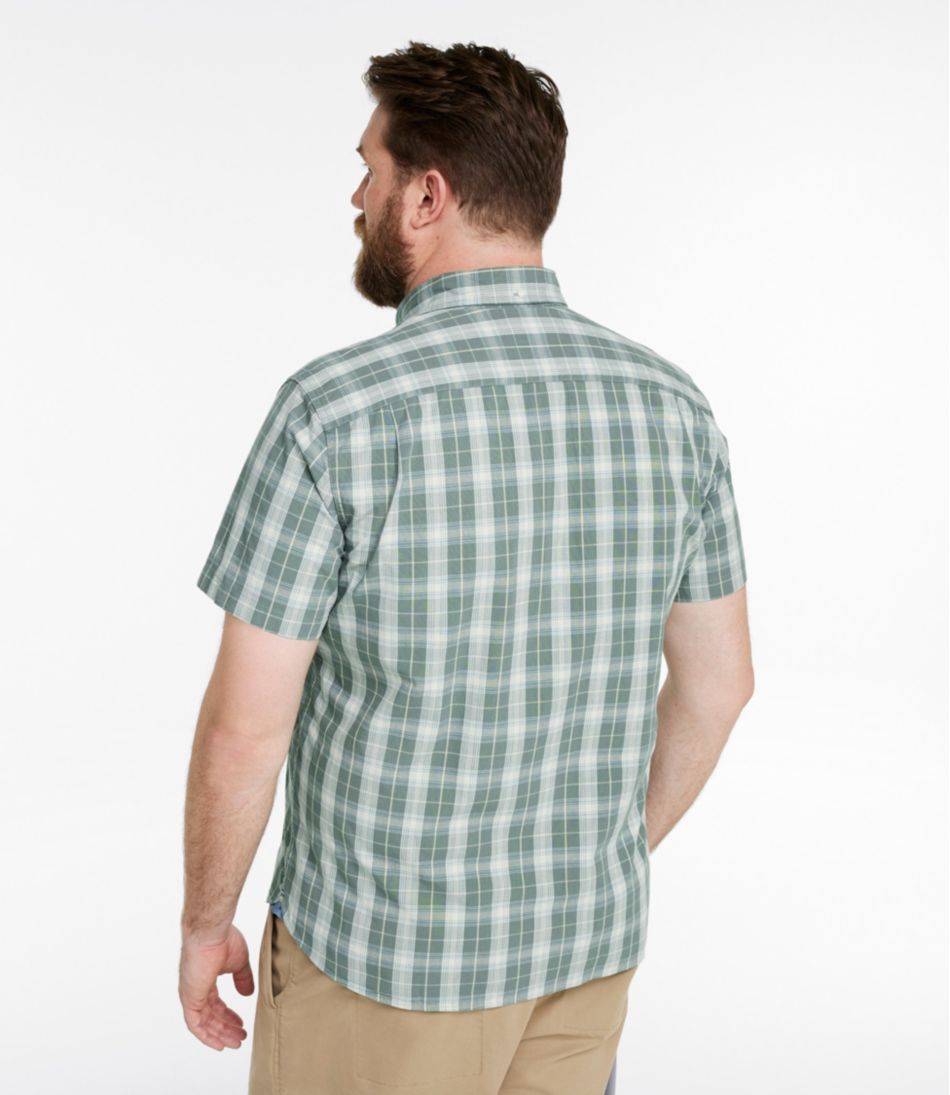 Plaid Slightly Fitted Untucked Fit Men's Comfort Stretch® Chambray Shirt Short-Sleeve