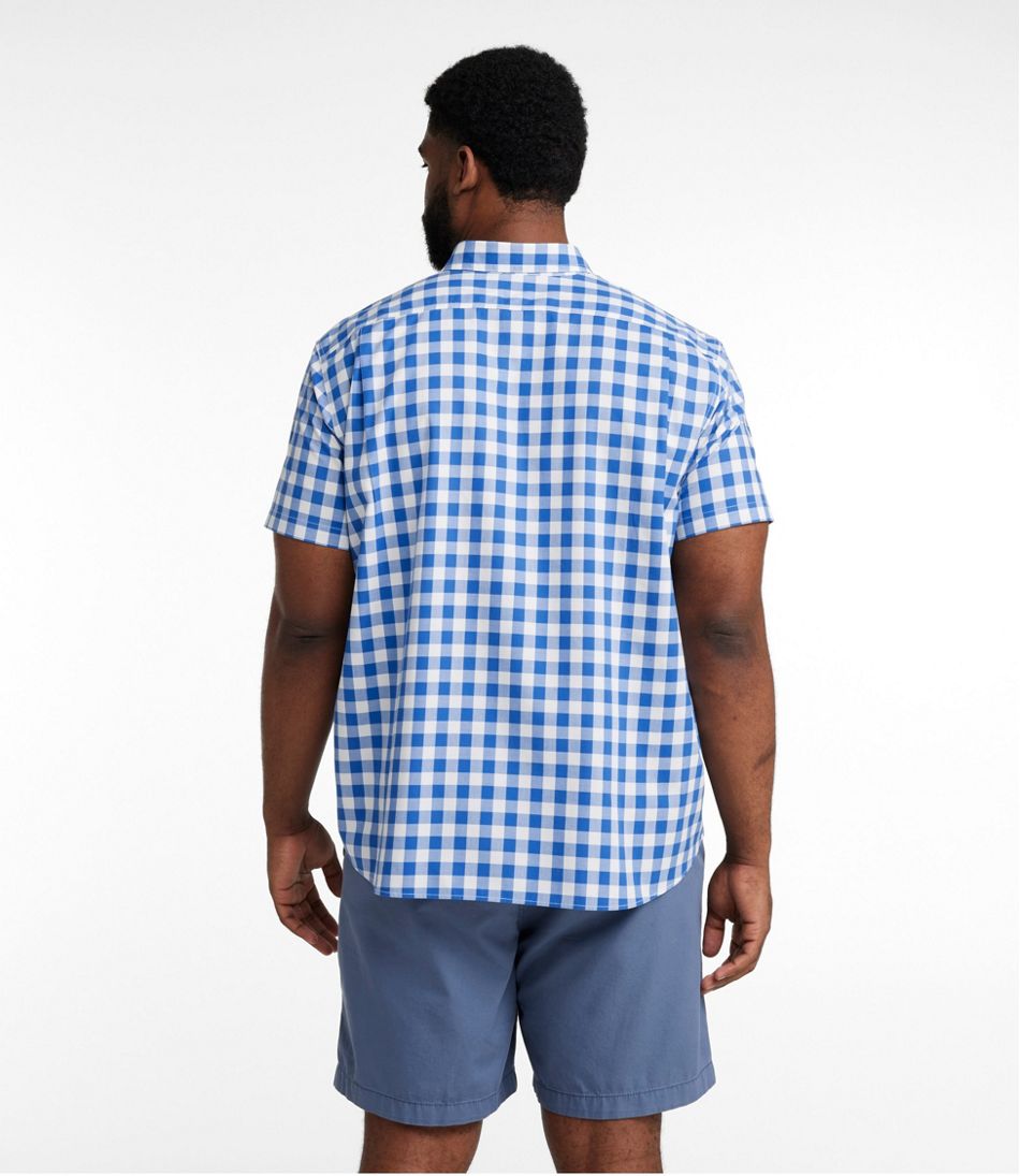 Men's Bean's Wrinkle-Free Everyday Shirt Plaid Traditional Untucked Fit Short-Sleeve